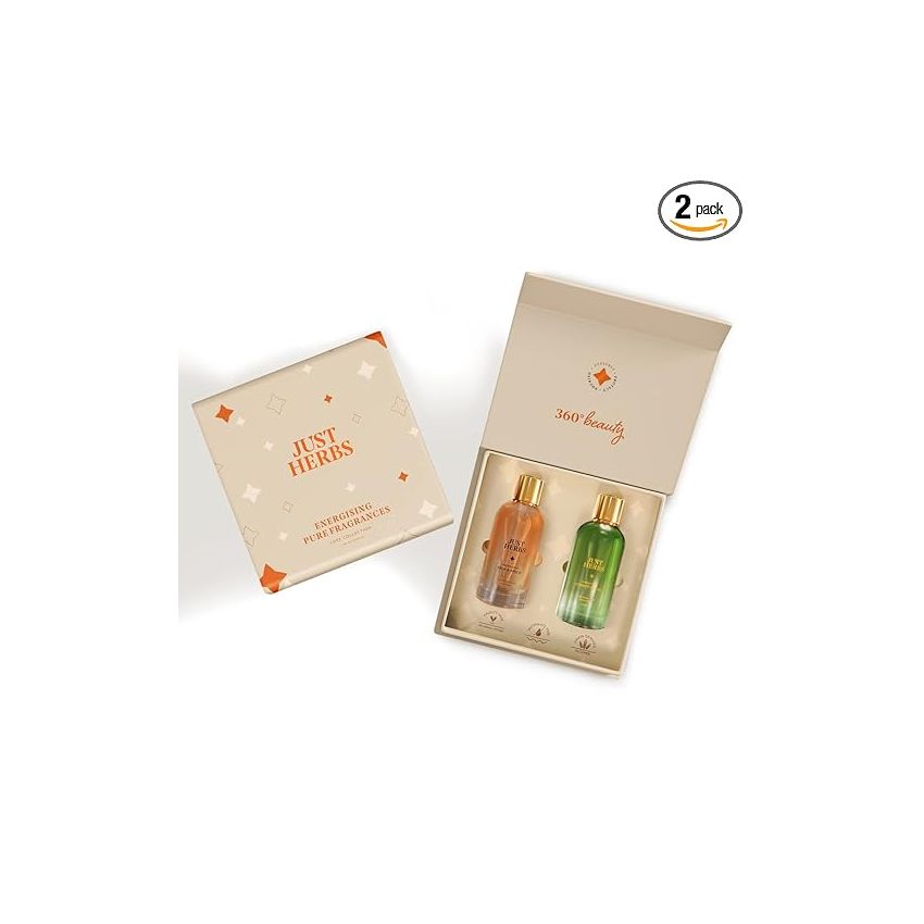 Just Herbs EDP Perfume Long Lasting Luxury Scent Gift Set for Men & Women - 2x100 ml