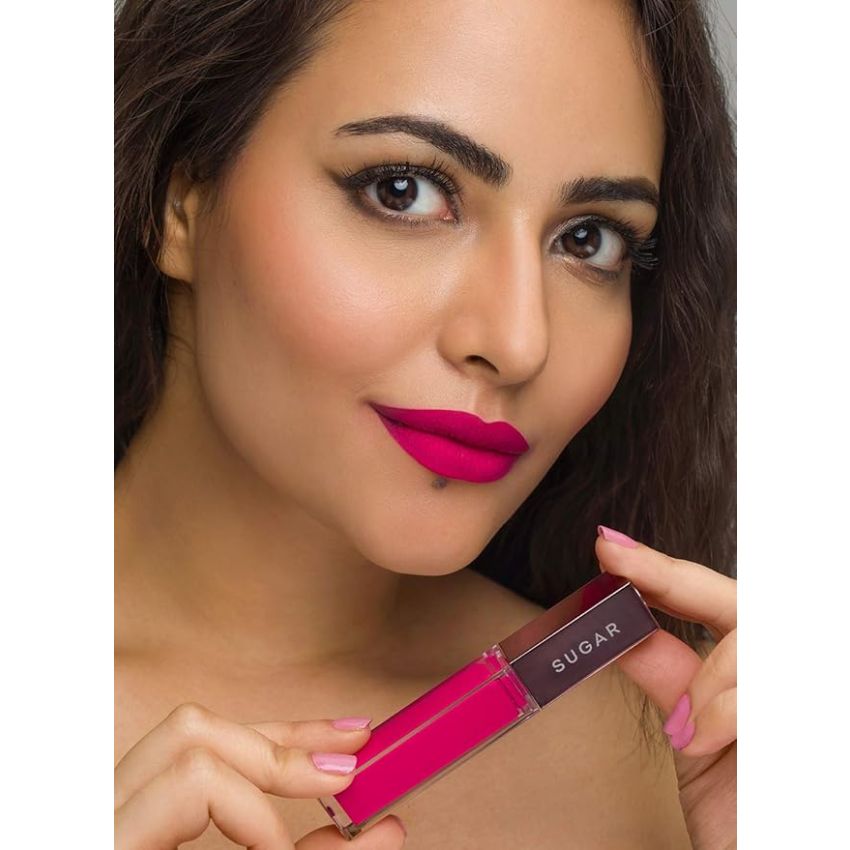 SUGAR Cosmetics Mettle Liquid Lipstick for Women | Highly Pigmented | Transferproof & Long Lasting | 7ml - 12 Talitha (Bright magenta with red undertones)