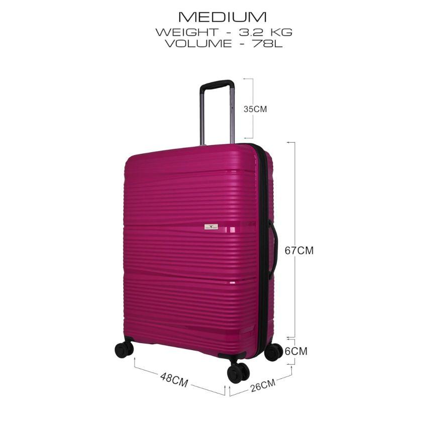 URBAN FOREST Phoenix Magenta Polypropylene Hard-Sided 67cm Check-in Trolley Luggage Case