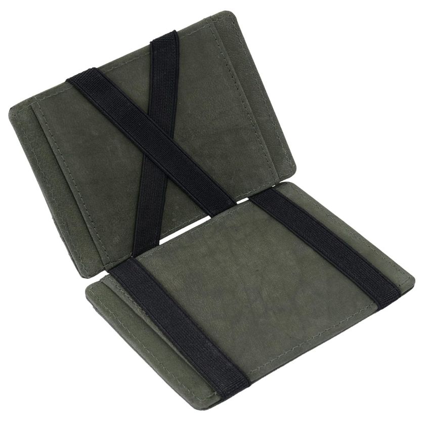 URBAN FOREST Vintage Green Leather Magic Wallet for Men