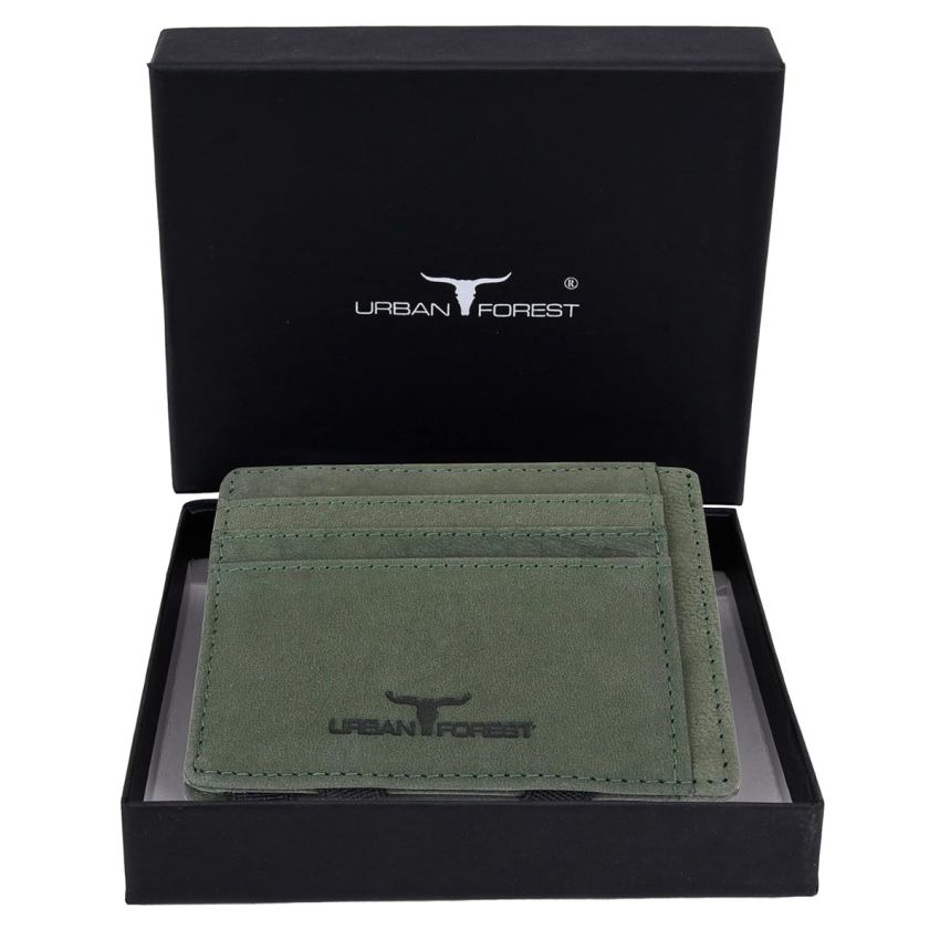 URBAN FOREST Vintage Green Leather Magic Wallet for Men