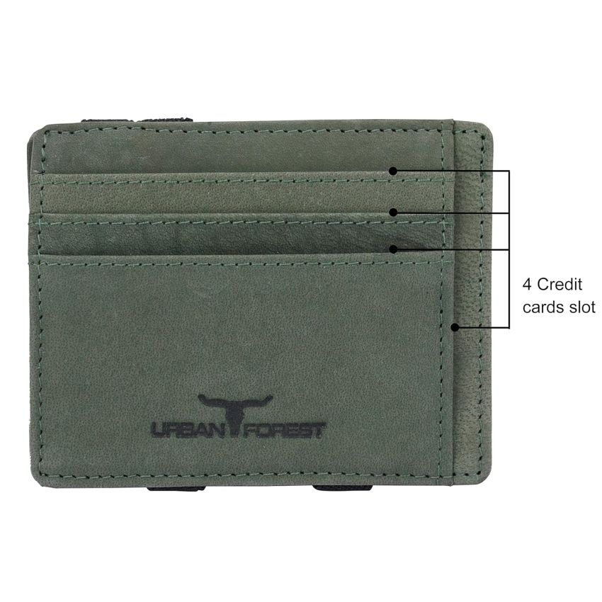 URBAN FOREST Vintage Green Leather Magic Wallet for Men