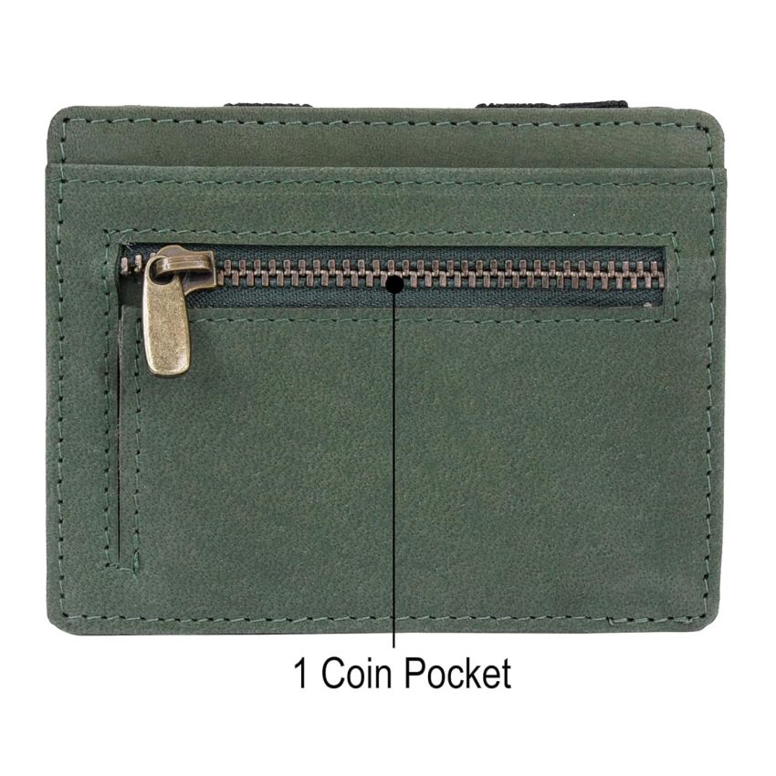 URBAN FOREST Vintage Green Leather Magic Wallet for Men