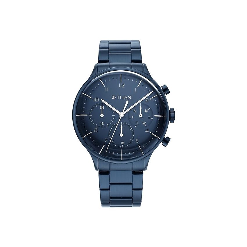 Titan Urban Magic Blue Dial Multial Stainless Steel Strap Watch for Men-NS90102QM01/NT90102QM01