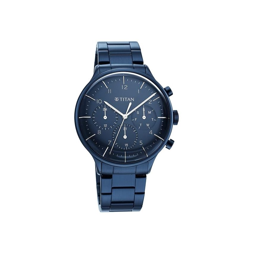 Titan Urban Magic Blue Dial Multial Stainless Steel Strap Watch for Men-NS90102QM01/NT90102QM01