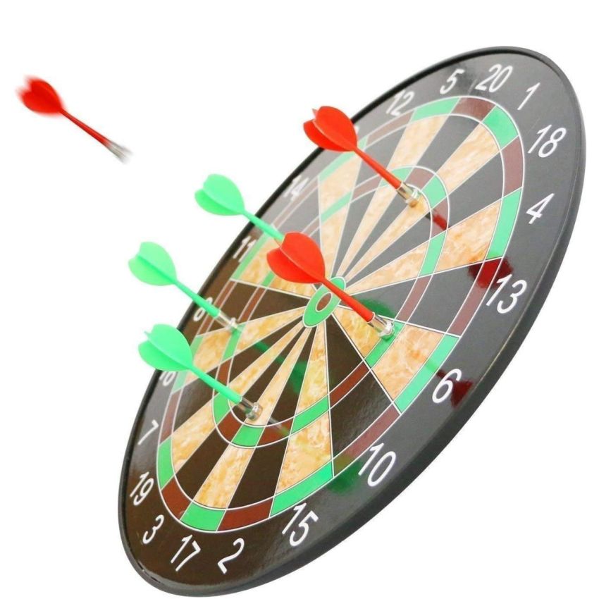 Cable World Indoor and Outdoor Magnetic Score Dartboard Kit with 6 Soft Darts (17 Inch, Multicolour)