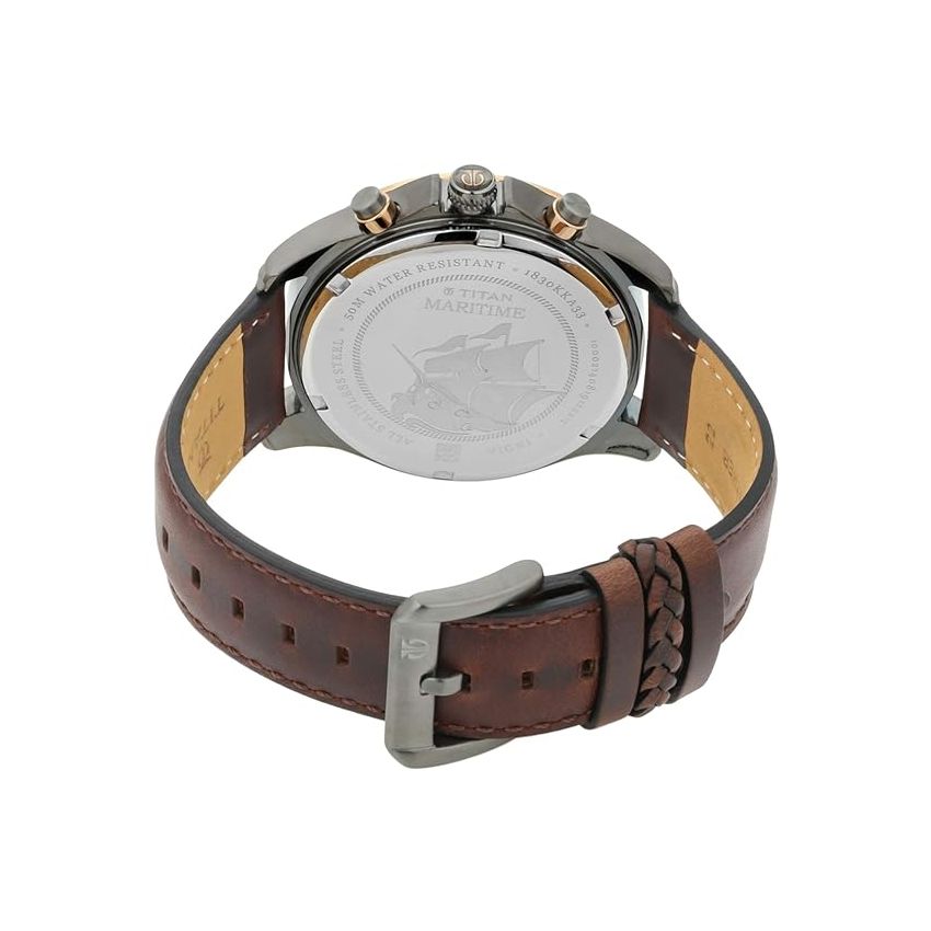 Titan Men's Maritime Pro Lateen Sail Chronograph Green Leather Watch-NS1830KL02