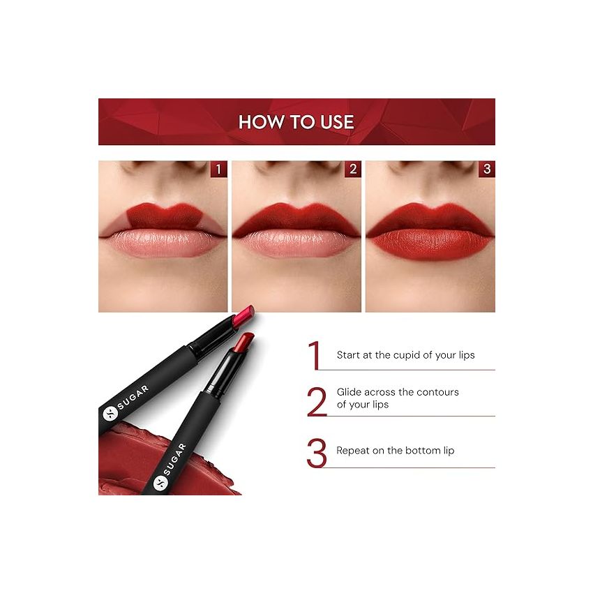 SUGAR Cosmetics Matte Attack Lipstick for Women | Transferproof & Smudgeproof | Lasts upto 12hrs | Enriched With Jojoba Oil | 2gm - Maroon Vibe