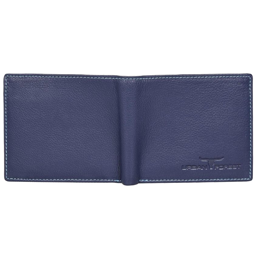 URBAN FOREST Marty Blue Leather Wallet + Pen + Keyring Combo Gift Set for Men
