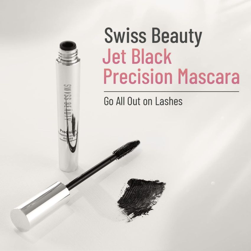 Swiss Beauty Waterproof Volume Mascara | Smudge Proof Curling Mascara For Eye Makeup | Jet Black, 8.5Ml |