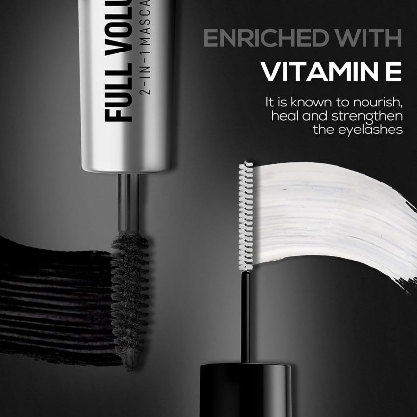 RENEE Full Volume 2-in-1 Mascara With Primer, Long Lasting Weightless Waterproof Formula | Volumizes, Lengthens & Conditions the Lashes with Intense Color & Clump Free Application, Enriched With Vitamin E