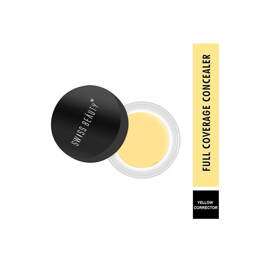 SWISS BEAUTY Full Coverage Matte Creamy Concealer For Combination Skin, Face Makeup, Yellow Corrector, 15Gm, Pack Of 1