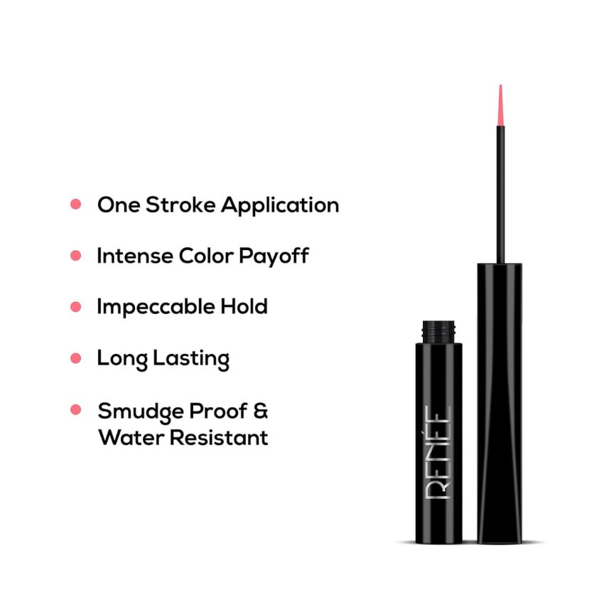 RENEE Extreme Stay Liquid Eyeliner Max Pink 4.5ml, Intense, Vibrant Color Payoff | One Swipe, Long Lasting, Matte, Waterproof, Smudge-proof All Day Shades | Infused With Castor Oil - Vegan
