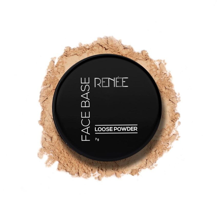 RENEE Face Base Loose Powder - Mellow Beige, 7gm | Non Sticky, Weightless Matte Finish, Excellent Payoff, Enriched with Vitamin E