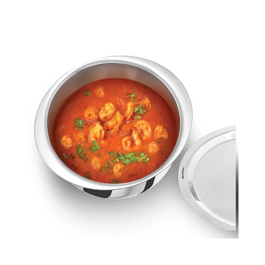 Hawkins 3 Litre Metro Patila, Triply Stainless Steel Tope with Stainless Steel Lid, Induction Bhagona, Tapeli, Silver (Ssp30S),Polished, 3 Liter