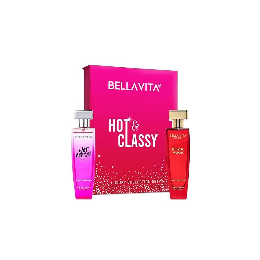 Bella Vita Luxury Hot & Classy Gift Set for Women 2 x 50Ml with Hot Mess, D.I.V.A. Perfume|Floral, Woody Long Lasting EDP Fragrance Scent