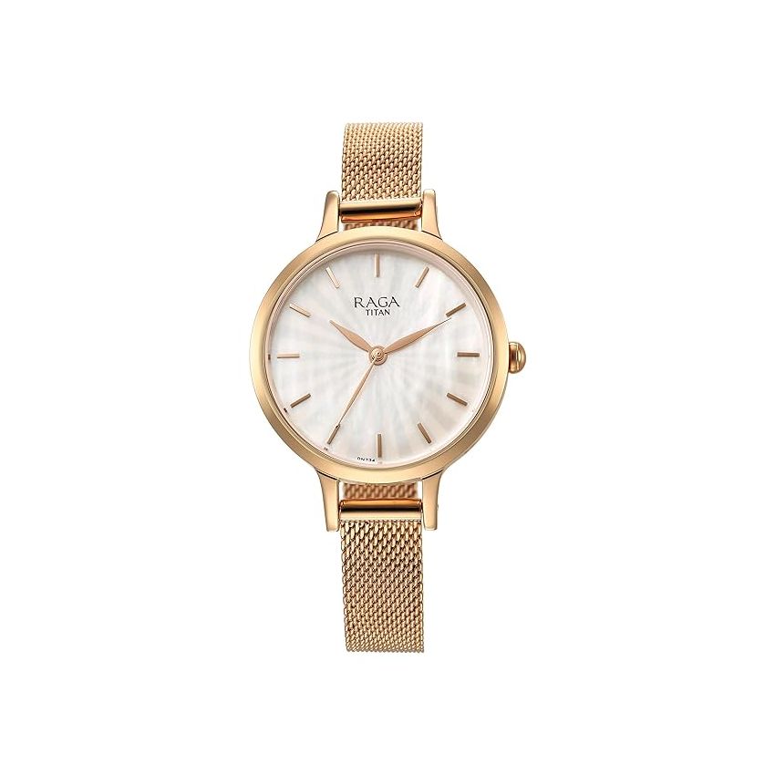 Titan Raga Power Pearls Quartz Analog Mother of Pearl Dial Metal Strap Watch for Women-NS2666WM01/NT2666WM01