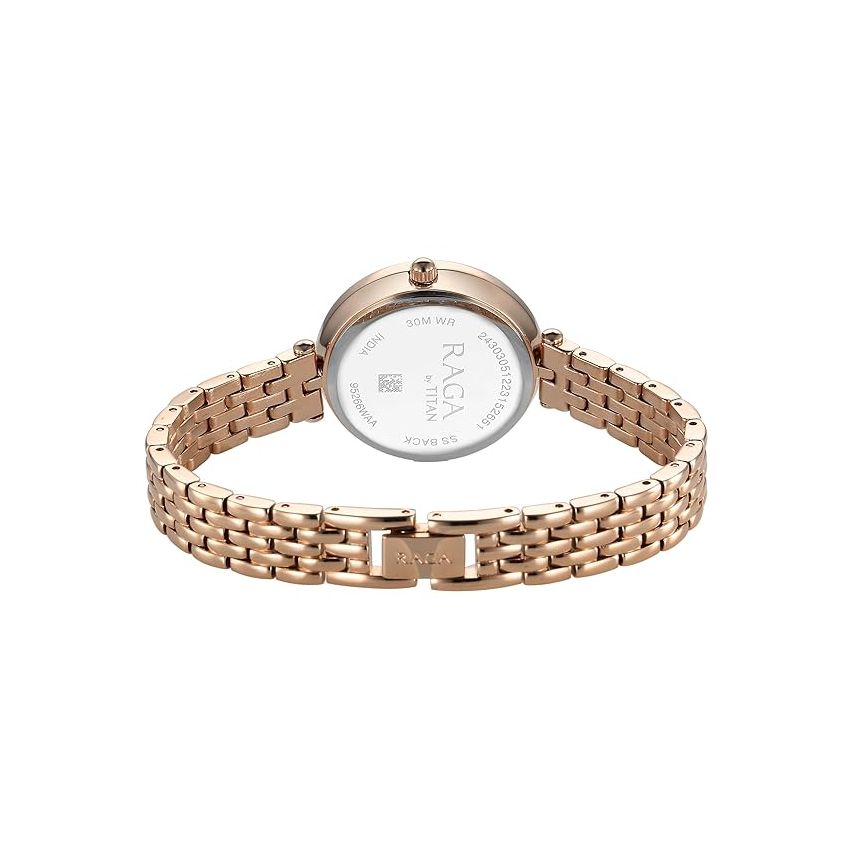 Titan Raga Showstopper Quartz Analog Blue Dial Metal Strap Watch for Women-NS95266WM01/NT95266WM01