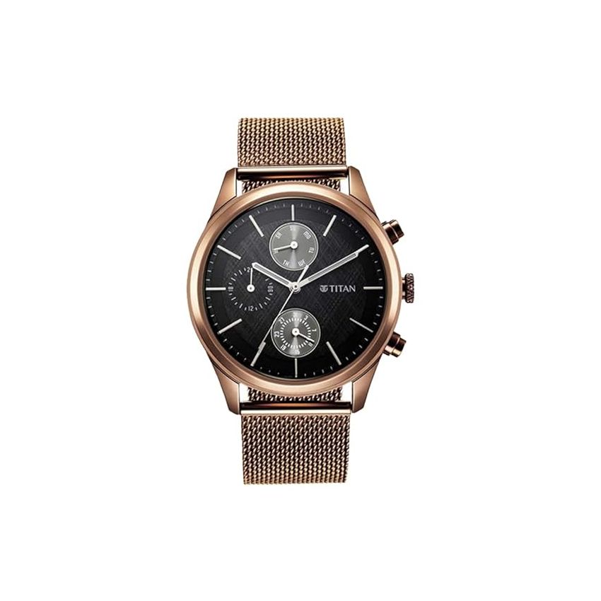 Titan Neo Splash Black Dial Quartz Analog with Date Stainless Steel Strap Watch for Men-NS1805QM05