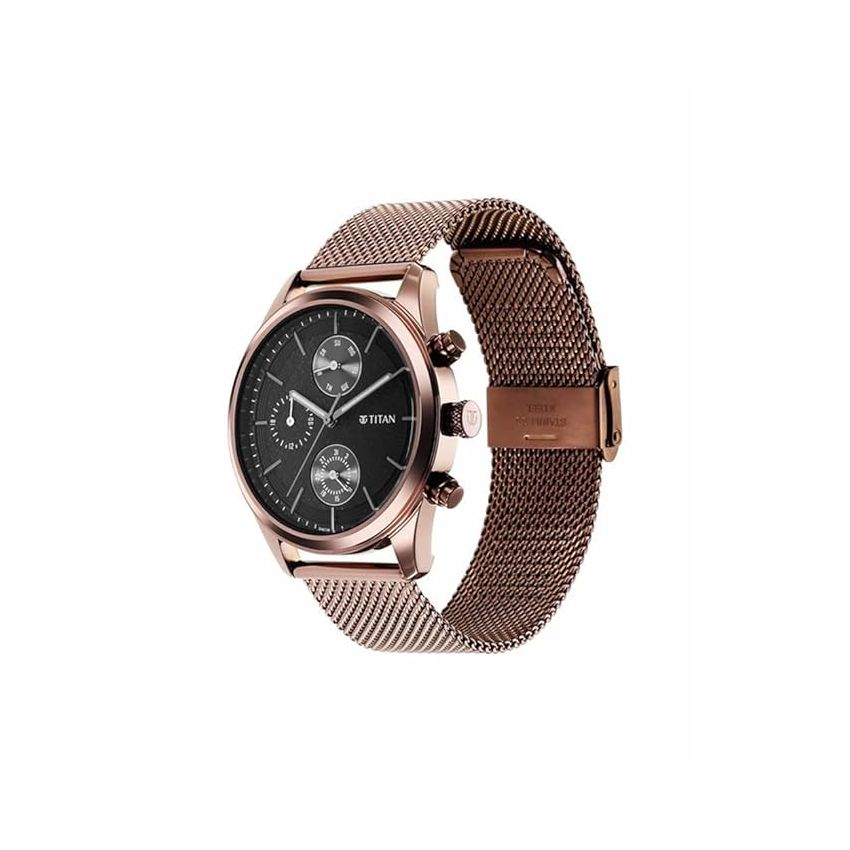 Titan Neo Splash Black Dial Quartz Analog with Date Stainless Steel Strap Watch for Men-NS1805QM05