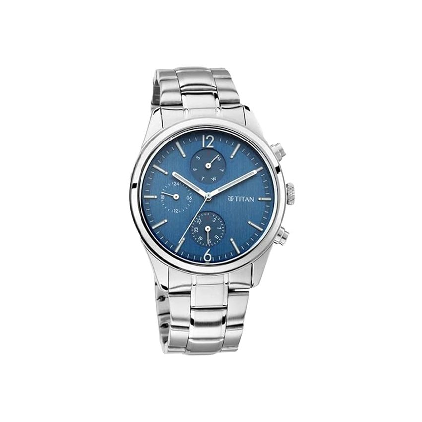 Titan Men's Metropolitan Charm: Men's Multifunctional Blue Watch with Metallic Accents-NS1805SM03/NT1805SM03