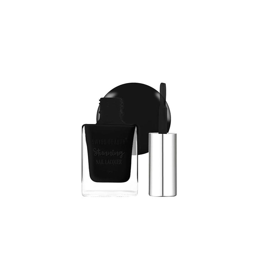 Swiss Beauty Stunning Nail Lacquer | Chip Resistant, Quick drying nail paint | Highly Pigmented with high shine Nail polish | Shade - Midnight, 12gm