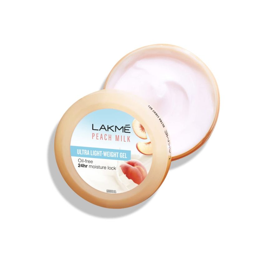Lakme Peach Milk, Ultra Light Gel Moisturizer, 150g, for Soft and Supple Skin, with Vitamin E & Peach Milk Extract, 24Hr Moisture Lock, Non-Oily, Non-Sticky Face Cream