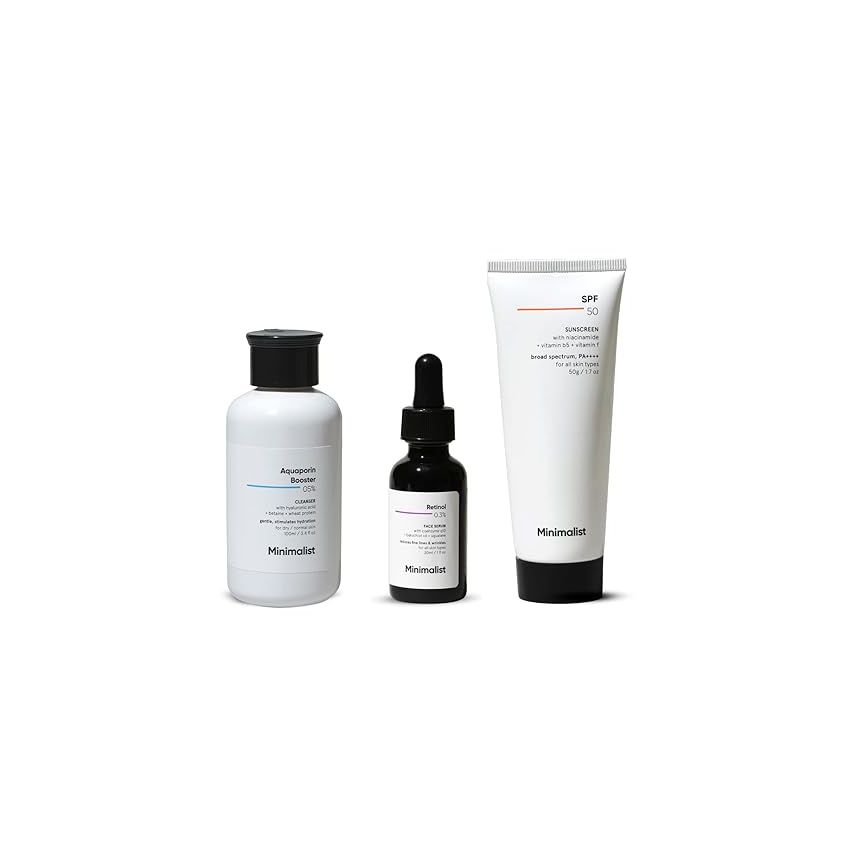 Minimalist Anti-Aging Skincare Kit, Routine Kit For Unisex, Face Wash, Serum & Sunscreen Combo, 180g
