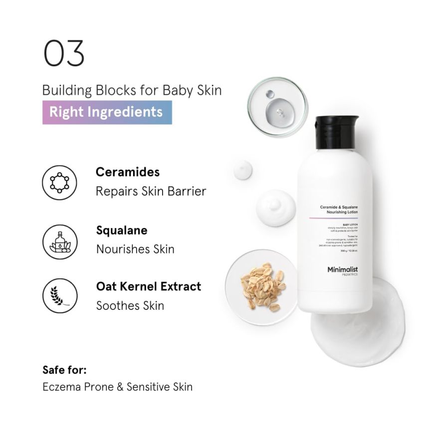 Minimalist Baby Lotion with Ceramide & Squalane | Pediatrician Approved Nourishing Baby Moisturizer | 300gm
