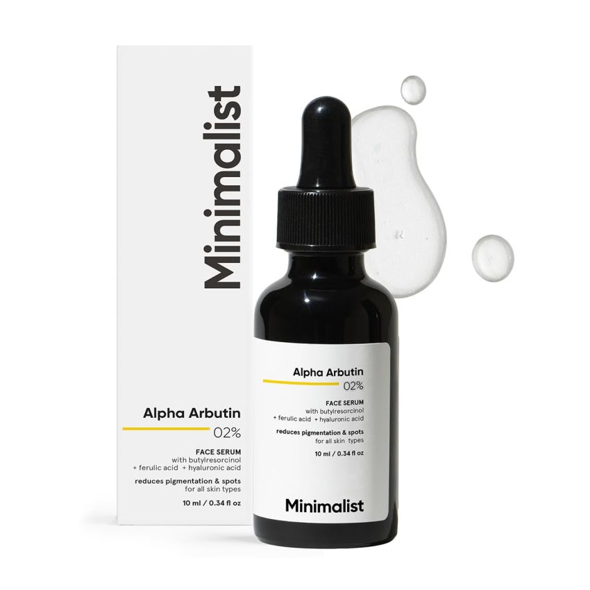 Minimalist Dark Spots Removal Serum with 2% Alpha Arbutin for Hyperpigmentation | Suitable for All Skin Type | Face Serum for Blemishes, Acne Marks & Tanning with Hyaluronic Acid & Butylresorcinol | For Women & Men | 30 ml