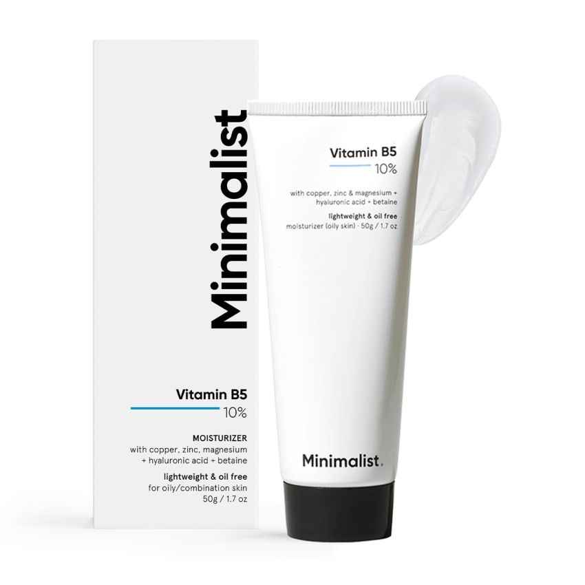 Minimalist Dehydrated Skin Moisturizer with 10% Vitamin B5 for Oily & Acne-Prone Skin | Oil-Free Hydration & Formula for Damaged Barrier Repair | Fast-Absorbing & Non-Sticky Lightweight Winter Cream For Women & Men | Fragrance-Free | 50 grams
