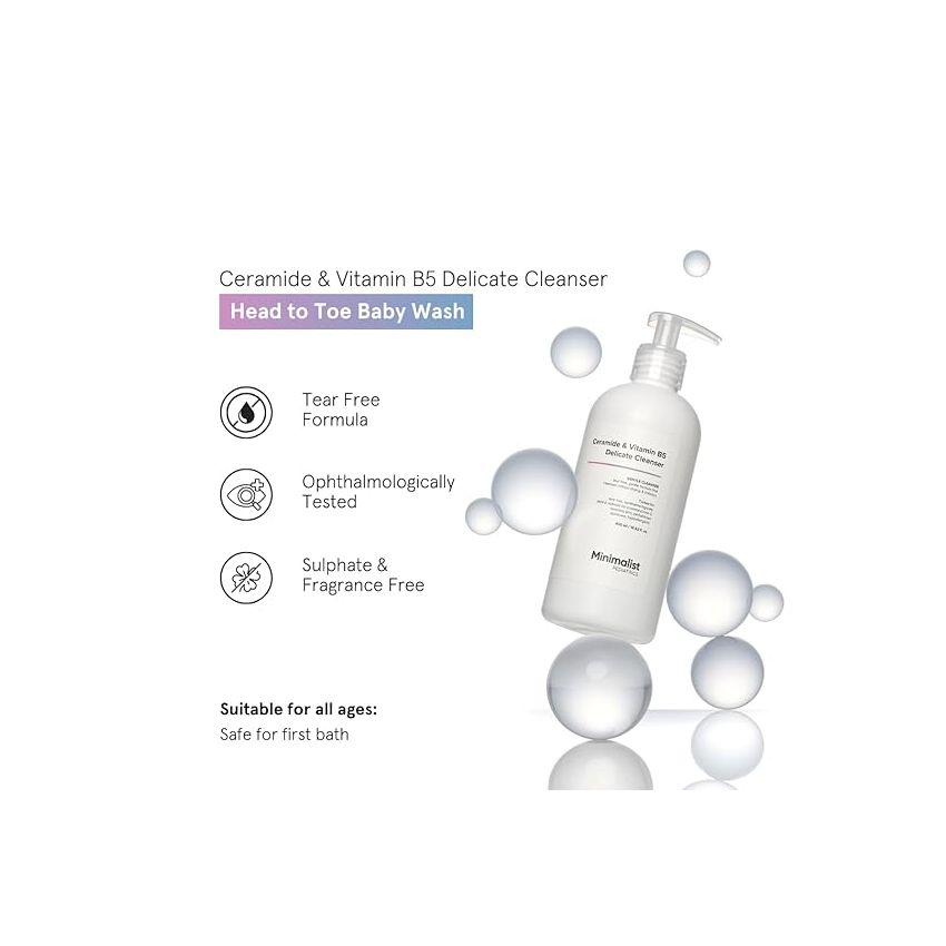 Minimalist Gentle Baby Body Wash for Bath from Head to Toe | Proven Safe & Pediatrician Approved Baby Wash for Daily Use | Tear-free | pH 5.5 | Ceramide & Vitamin B5 Delicate Cleanser | 400 ml
