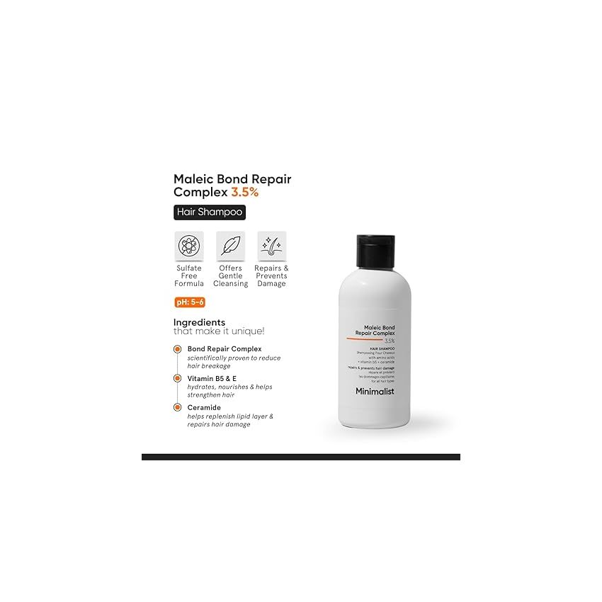Minimalist Maleic Bond Repair Complex Shampoo & Conditioner Combo (Hair Shampoo & Mask) | Hair Care Kit | For Damaged, Dull and Dry Hair | For Women & Men
