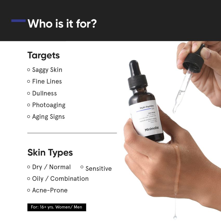 Minimalist Multi Peptide Night Face Serum for Ageless Younger Skin, 30 ml | Collagen Boosting, Hydrating & Overnight Repair Serum for Women & Men with 7% Matrixyl 3000 & 3% Bio-Placenta
