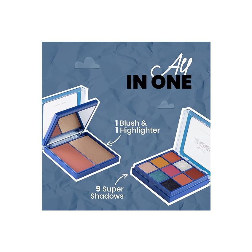 MARS Face and Eye Makeup Kit for Women | 9 Highly Pigmented Eyeshadows with Blusher and Highlighter | Attached Mirror (16.0 gm) (Multicolor-01)