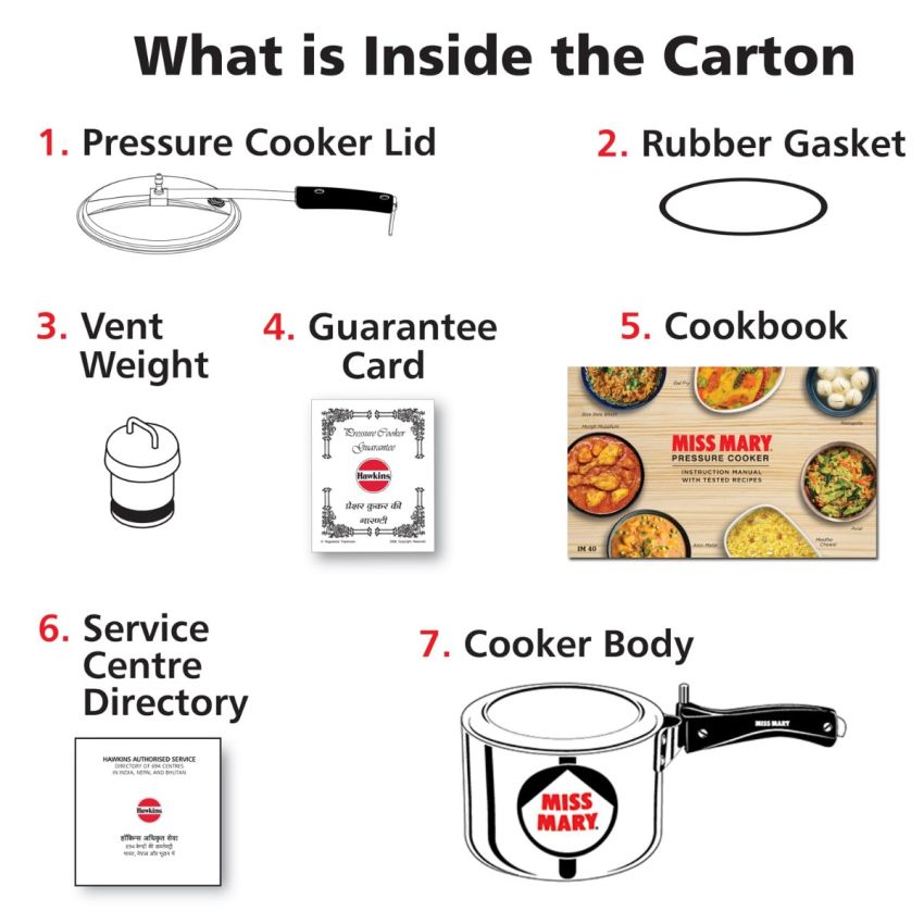 Hawkins Aluminium 3 Litre Miss Mary Pressure Cooker, Inner Lid Cooker, Silver (Mm30)