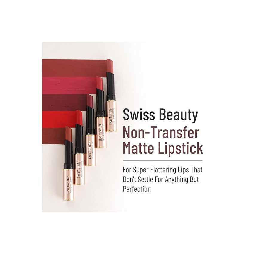 Swiss Beauty Non-Transfer Waterproof Lipstick with Jojoba Seed Oil | Matte Finish | Long-Lasting | Highly Pigmented | Shade- Mauve Taupe, 3gm