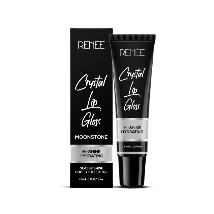 RENEE Crystal Lip Gloss Moonstone 8ml| Lightweight & Glossy Non Sticky Formula| Keeps Lips Soft & Hydrated| Gives Lips Look Fuller & Plumper Look
