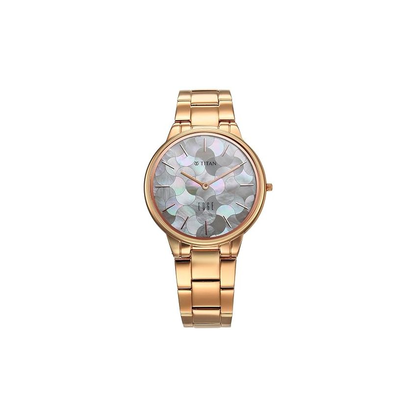 Titan Edge Metal Ladies Allure Quartz Analog Rich Mother of Pearl Dial Stainless Steel Strap Watch for Women-2734WM02/NT2734WM02