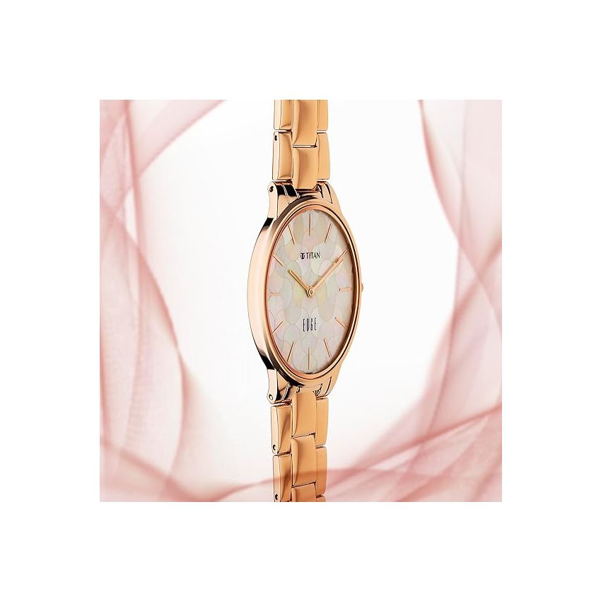 Titan Edge Metal Ladies Allure Quartz Analog Rich Mother of Pearl Dial Stainless Steel Strap Watch for Women-2734WM02/NT2734WM02