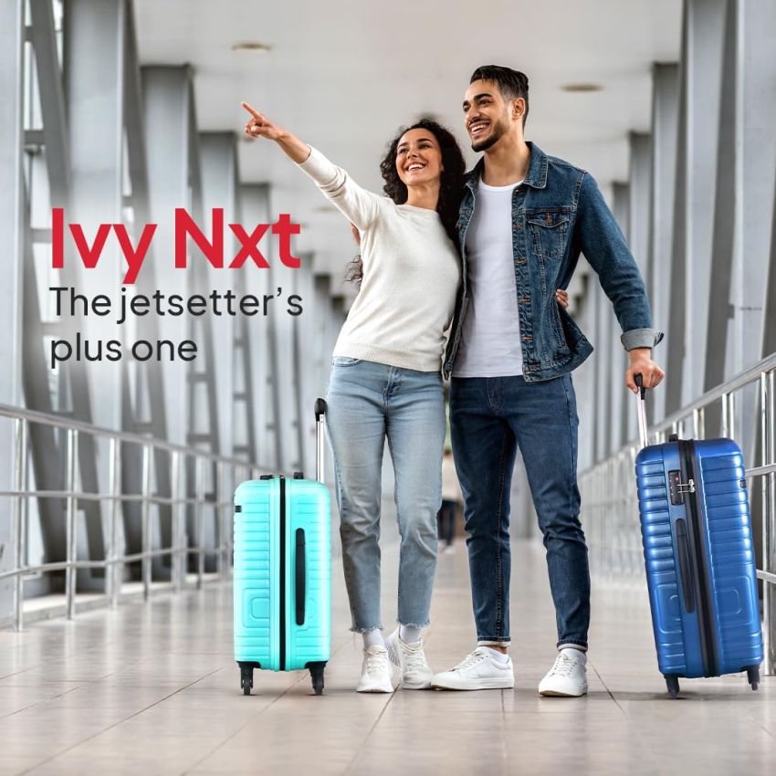 American Tourister Ivy Nxt 3PCSET (56 cm/68 cm/78 cm) Hardside Polycarbonate Check-in Suitcase with Multi-Stage Telescopic 4 Spinner Wheel Trolley and Mounted TSA Lock for Women & Men - Blue