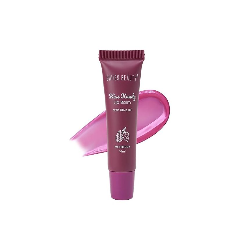 Swiss Beauty Kiss Kandy Lip Balm with Olive Oil | Moisturising | Non-Sticky | Soft & Smooth Lips | Shade - Mulberry, 10ml