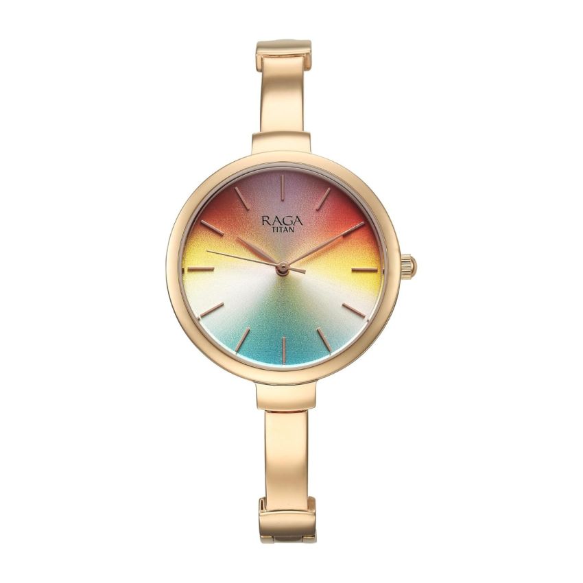 Titan Raga Showstopper Quartz Analog Multicoloured Dial Metal Strap Watch for Women-95273WM01/NT95273WM01