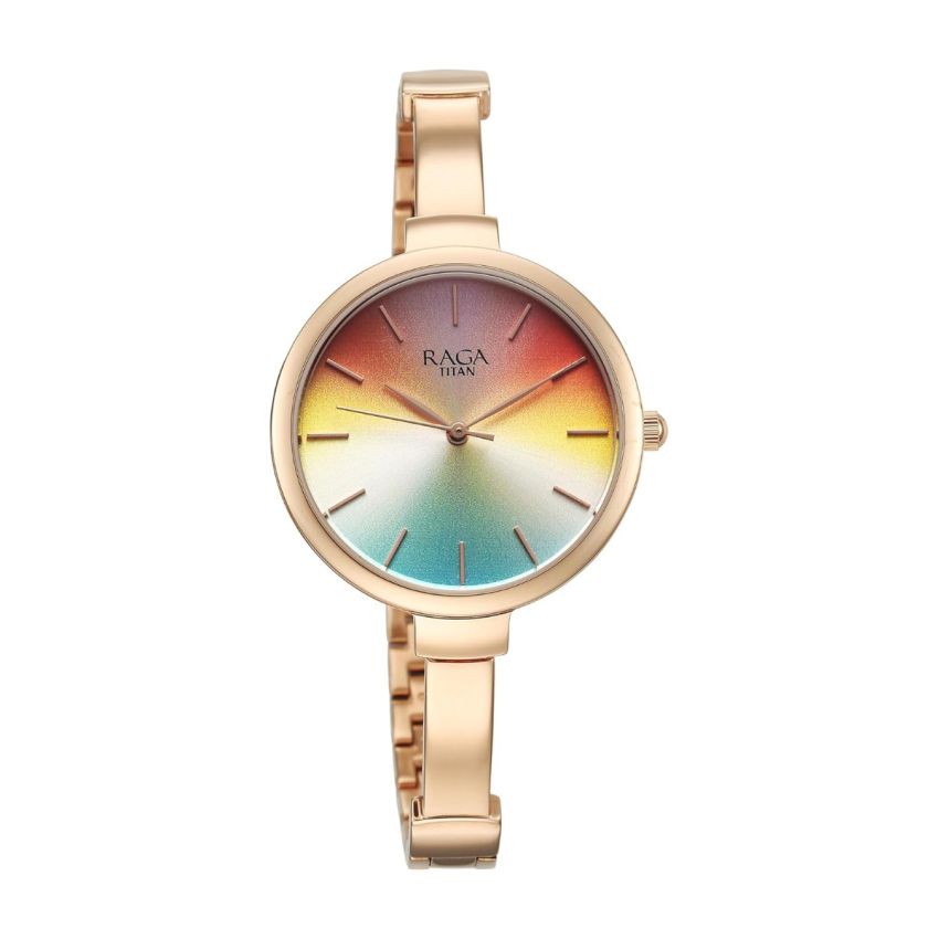Titan Raga Showstopper Quartz Analog Multicoloured Dial Metal Strap Watch for Women-95273WM01/NT95273WM01