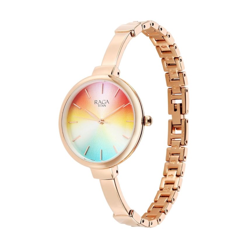 Titan Raga Showstopper Quartz Analog Multicoloured Dial Metal Strap Watch for Women-95273WM01/NT95273WM01