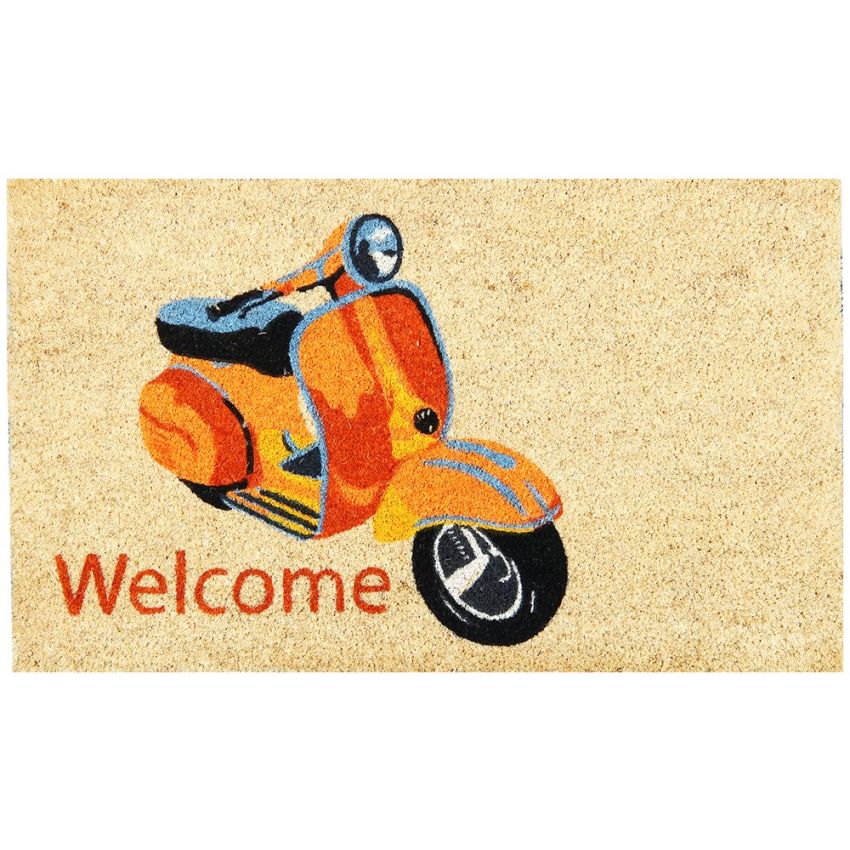 Onlymat Welcome Scooty Printed Anti-Slip Rectangular Doormat Entryway Rug Natural Coir Material, PVC Backing for Outdoor Entrance Home Multipurpose Mats Floor Door Hall Drawing Room Living Room (75cm x 45cm)
