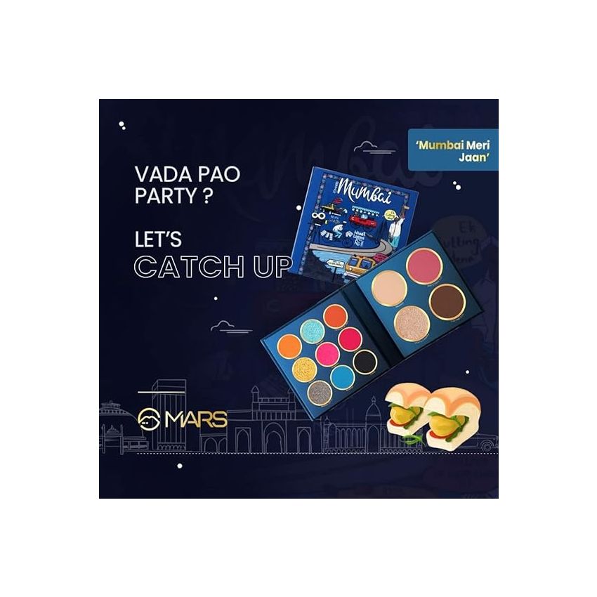 MARS The City Paradise Makeup Kit | Highly Pigmented and Blendable | 9 Eyeshadow Palette with 1 Highlighter, Blusher, Bronzer & Compact Powder each (16.0 gm) (01-Mumbai)