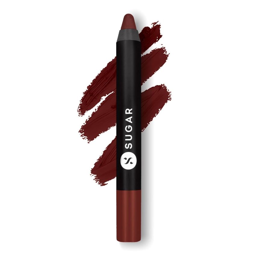 SUGAR Cosmetics Matte As Hell Crayon Lipstick with Sharpner | Smudgeproof | Lasts Upto 8+ Hrs | 2.8gm - 13 Murphy Brown