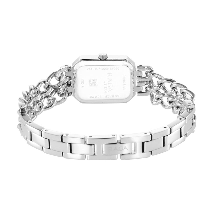 Titan Raga Showstopper Quartz Analog Silver Dial Metal Strap Watch for Women-95283SM01/NT95283SM01