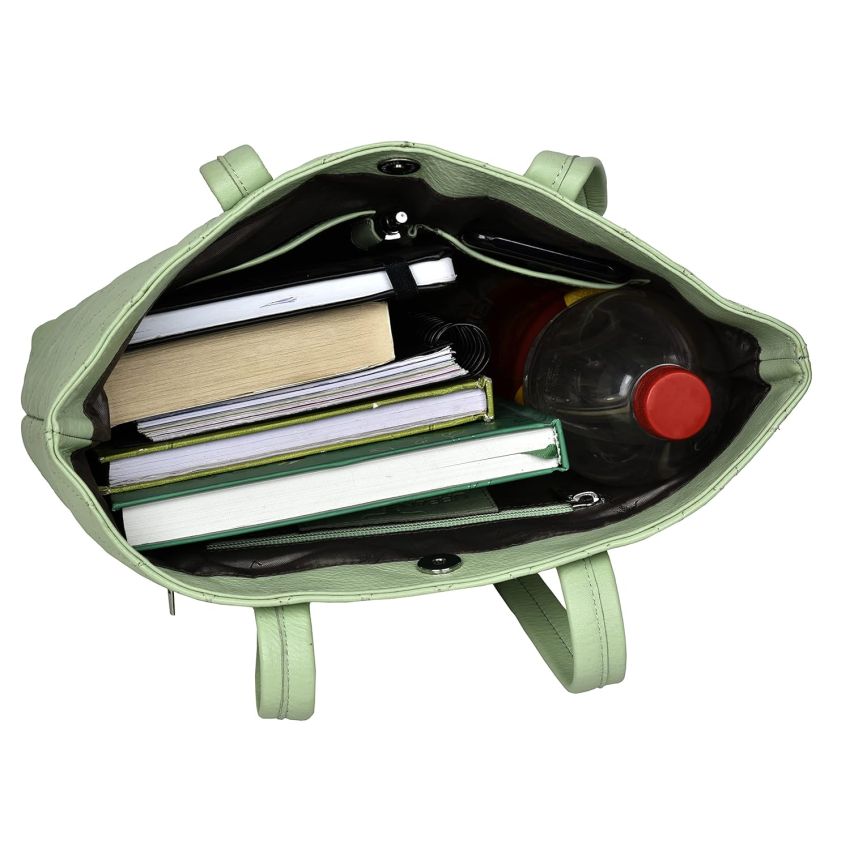 URBAN FOREST Nancy Mint Green Quilted Leather Handbag & Mint Green Quilted Leather Wallet Combo Gift Set for Women